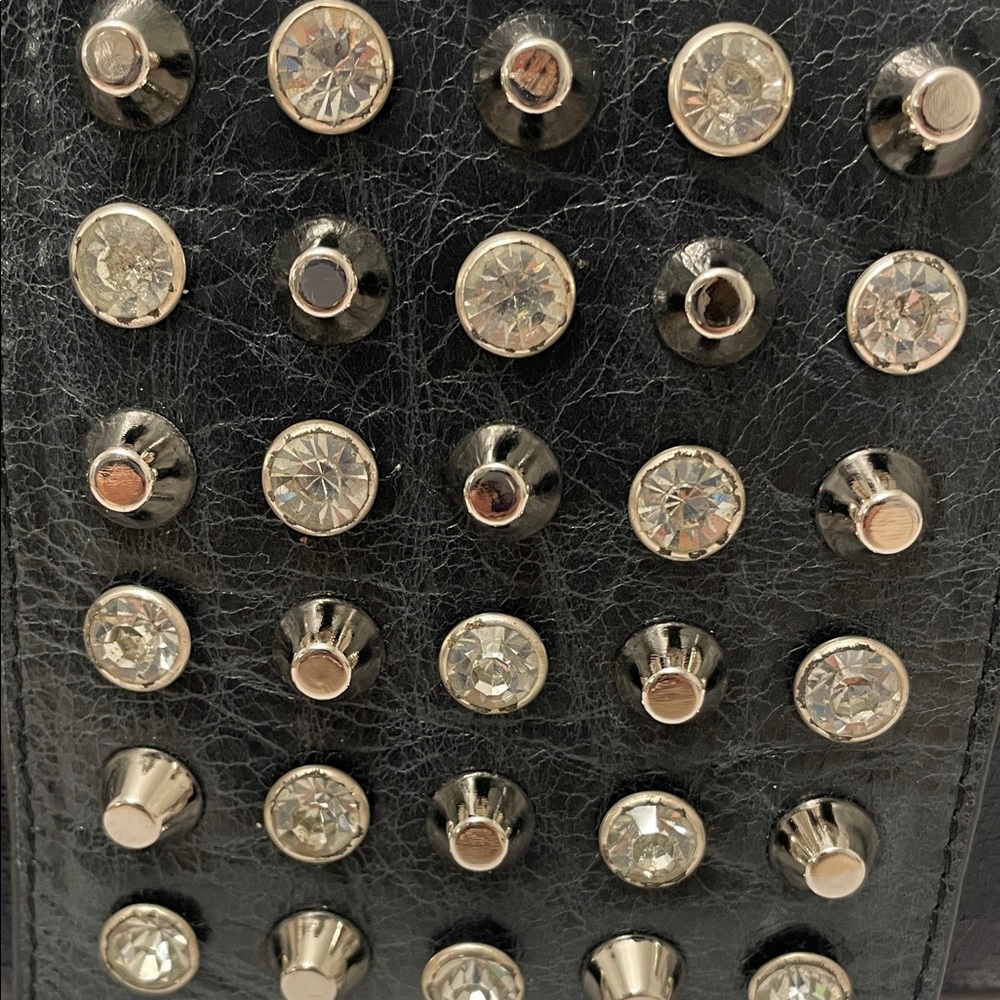 Sharif 1827 Black Studded Wrist/Clutch/Crossbody Bag - Picture 12 of 16